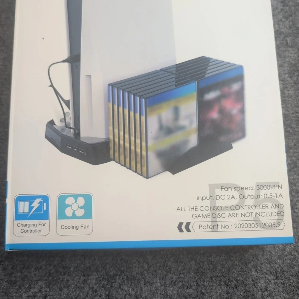 Vertical Stand with Cooling Fan and‎ Dual Controller Charging Station for PS5